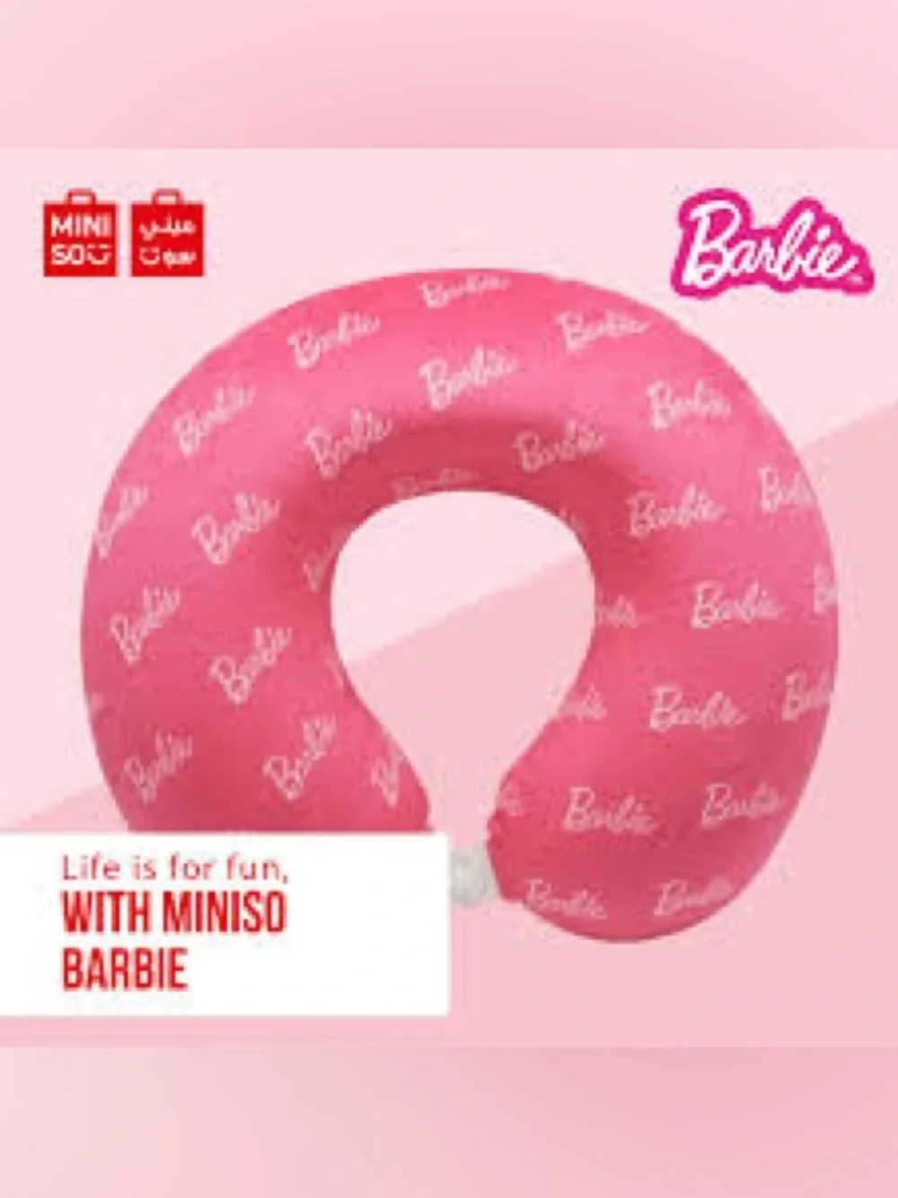 NWT MINISO x Barbie Pink Memory Foam Travel Neck Pillow